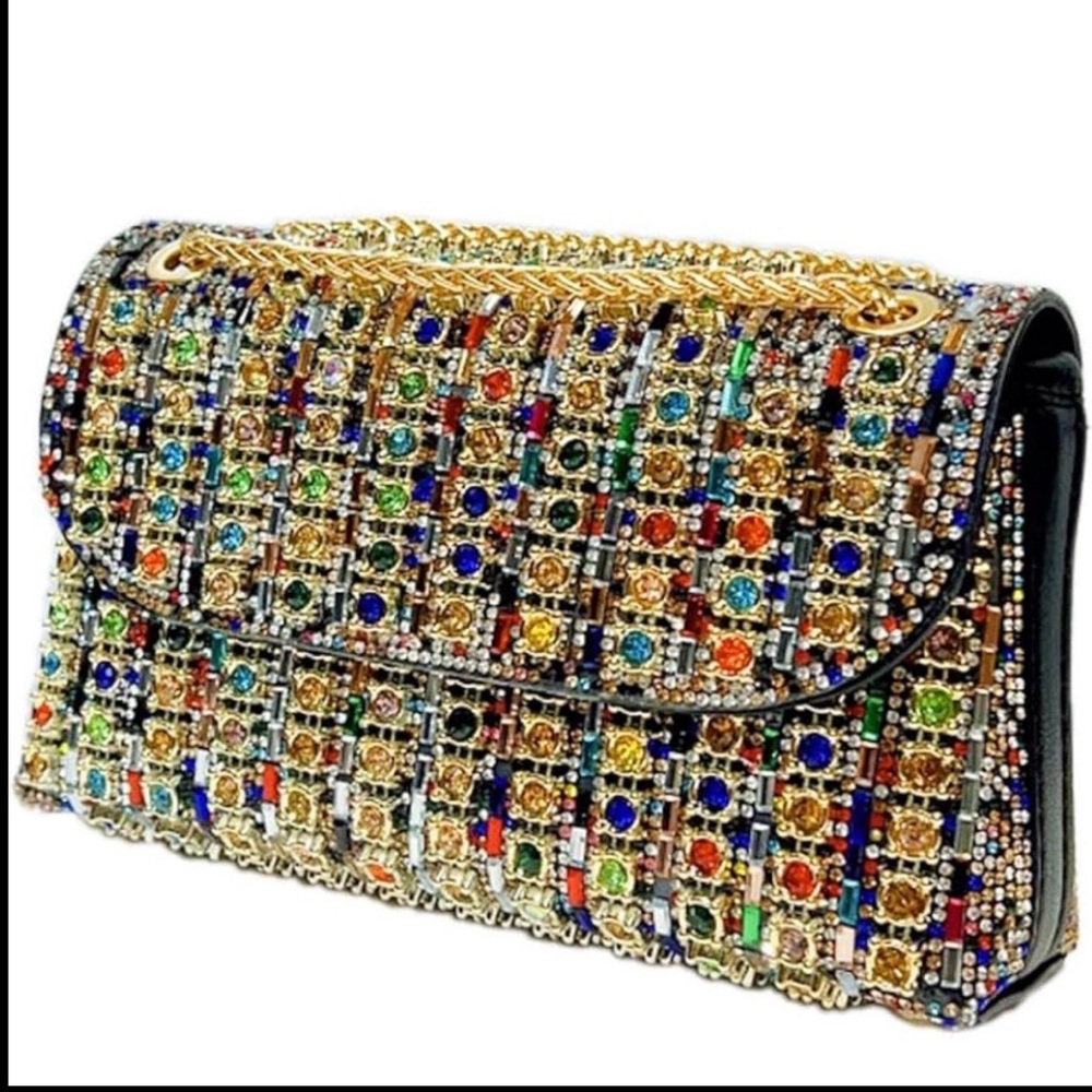 Multicolor rhinestone clutch purse